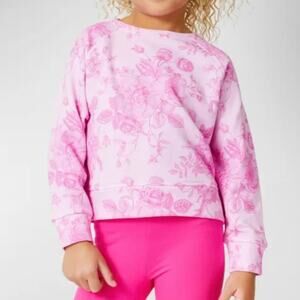 Terez Kid's Pink Porcelain Floral Print Crew-Neck Sweatshirt Size 7-8 NWT